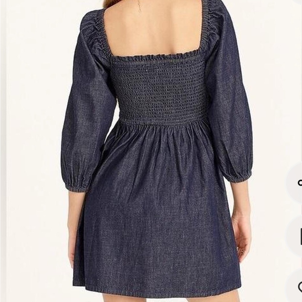 J.CREW Babydoll Smocked puff-sleeve Coquette Dress size S in chambray